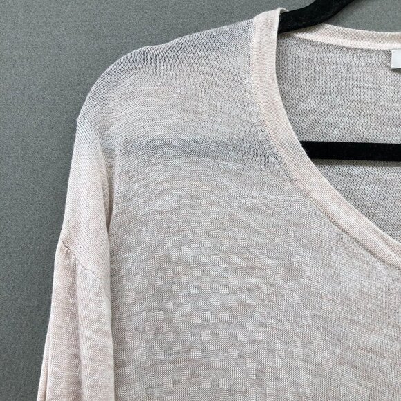 Madewell Long Sleeve Tie Front T Shirt Womens S Sheer V-neck Cream Lightweight - Picture 7 of 11